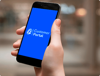Customer accessing Q2C Customer Portal on phone